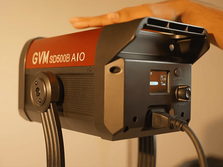 GVM 500B AIO bi-color LED panel with integrated softbox, recommended as one of the best photography lighting kits for beginners and live streaming.