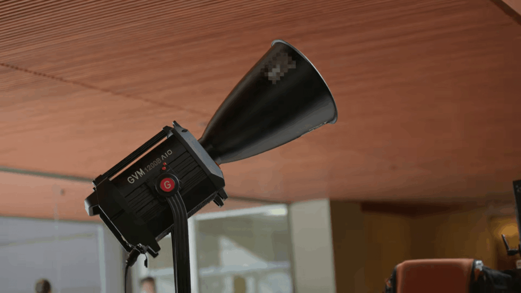 Best Lighting for Filmmaking 2026: GVM 1200B AIO Full Review 5 GVM 1200B AIO equipped with a 3x focusing lens for intense and focused lighting for filmmaking.