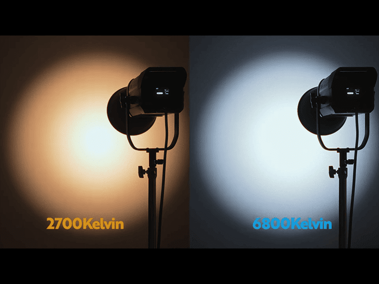 Best Studio Light for Video Shooting 3 Best Studio Light for Video Shooting: GVM F300B AIO demonstrating full spectrum color temperature range from 2700K warm to 6800K cool daylight.
