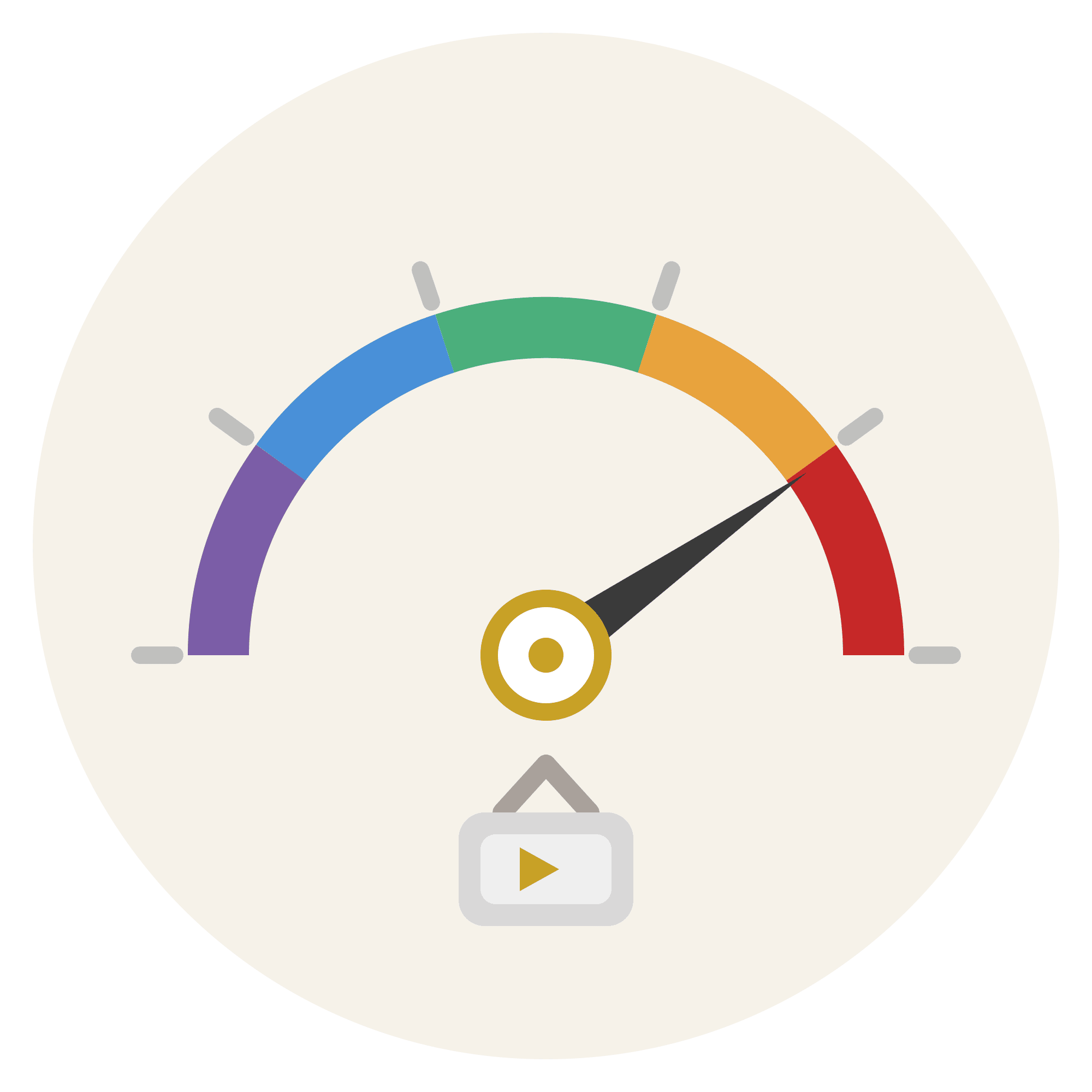 GVM FH series broadcast color accuracy gauge with rainbow arc and TV mark icon