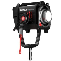 The GVM REIGN R1200B LED movie light, highlighting the product's design for power efficiency.